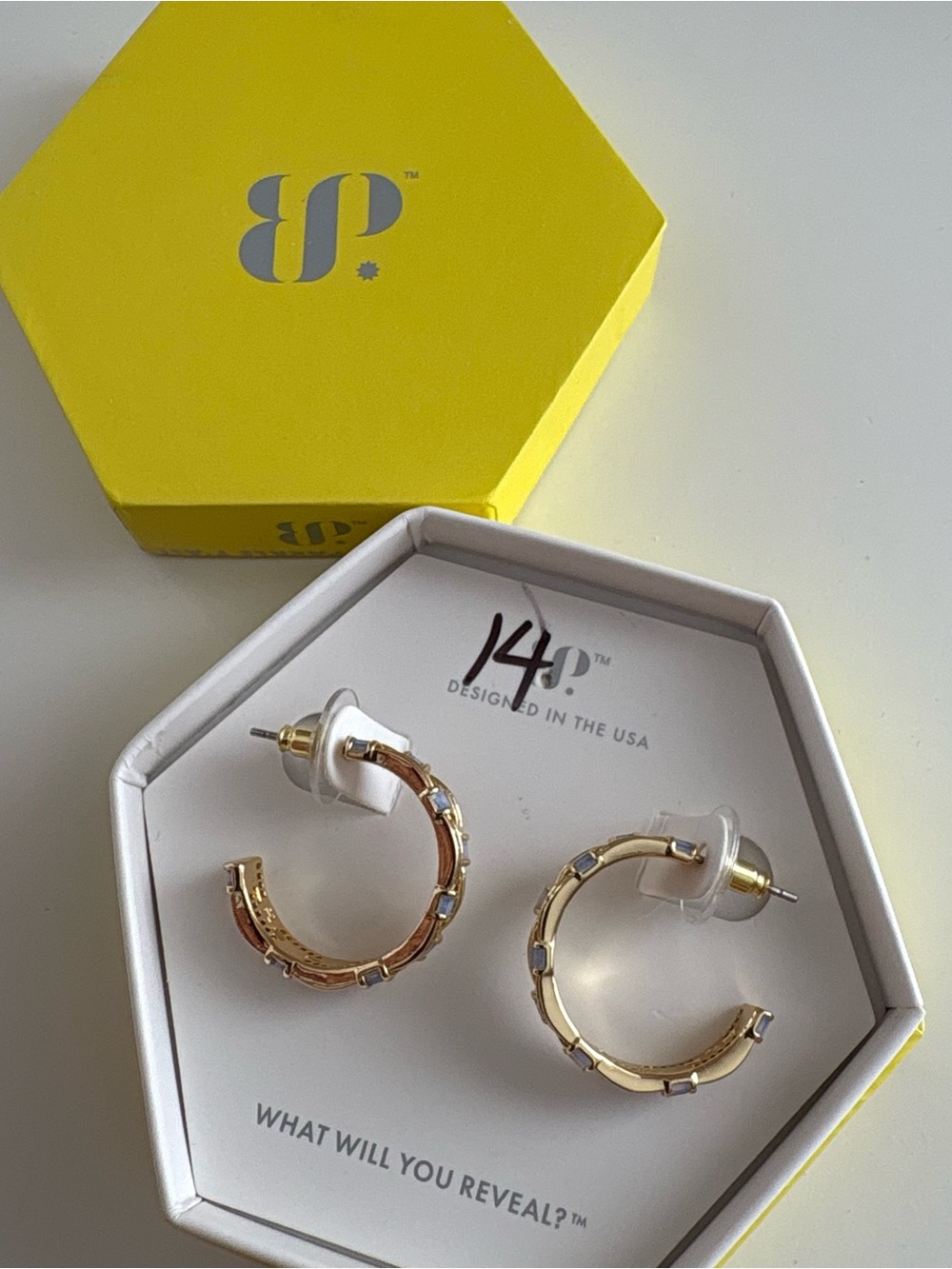 Bomb Party The Icon Line Hoops Earring ER50300 Moonstone Gold Plating